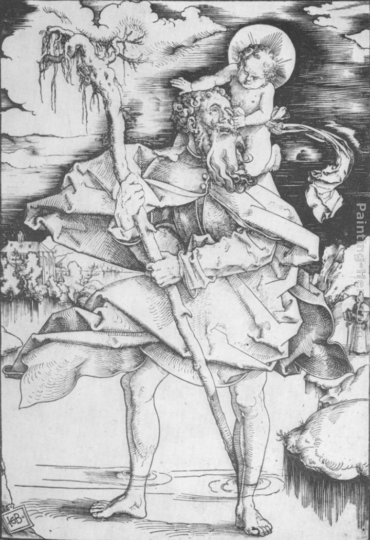St Christopher painting - Hans Baldung St Christopher art painting